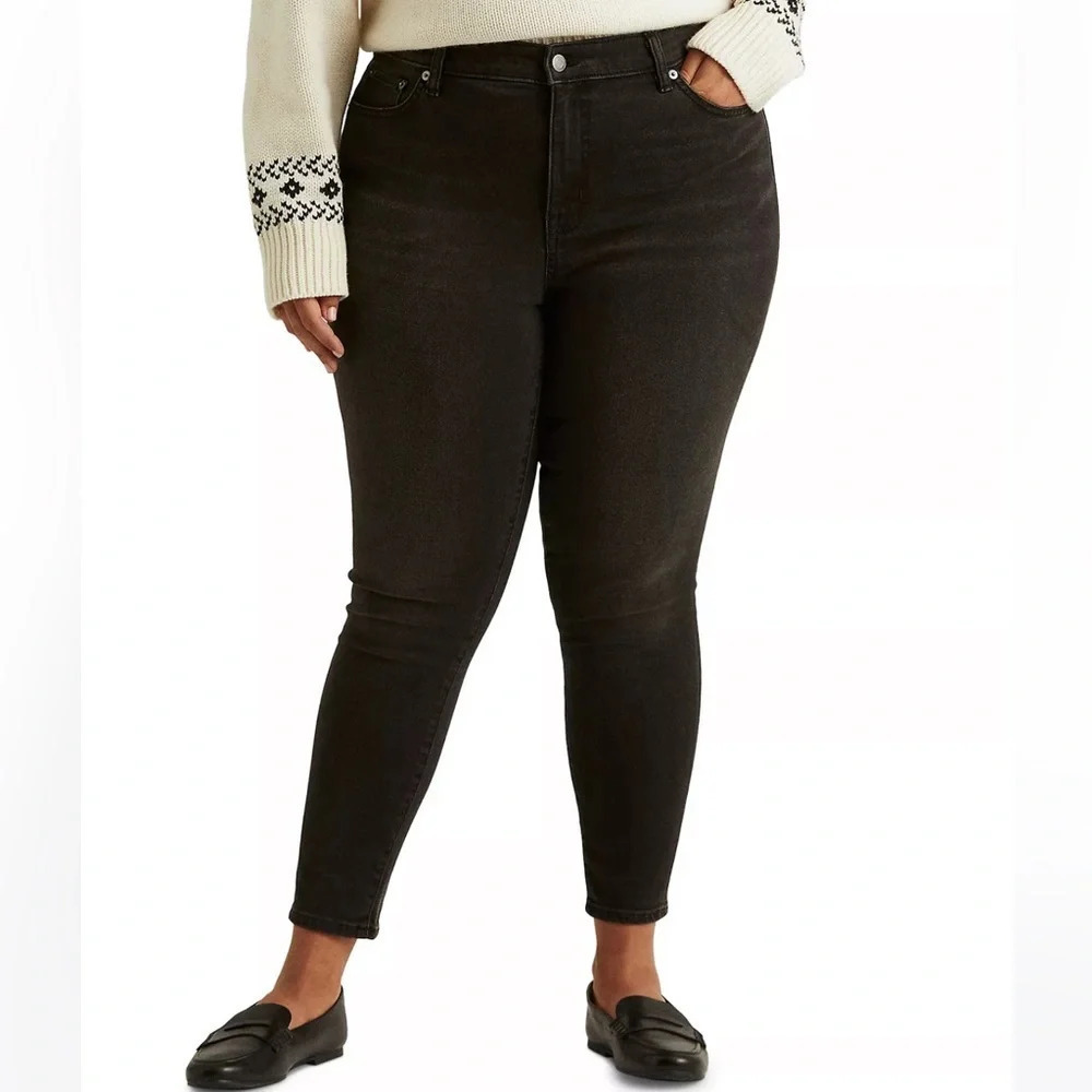 Lauren Ralph Lauren high-rise skinny ankle super stretch empire black wash jeans
